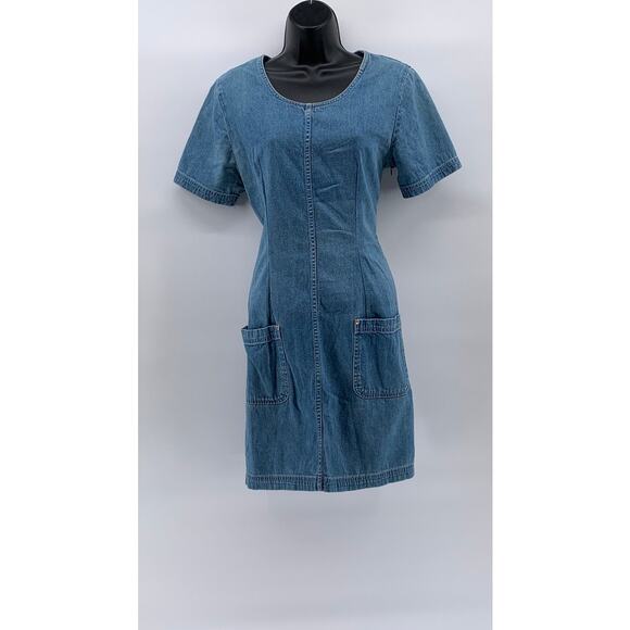 ROUTE 66 ORIGINAL CLOTHING CO Women’s Blue Denim Scoop-Neck Dress SZ 10 - Picture 1 of 14